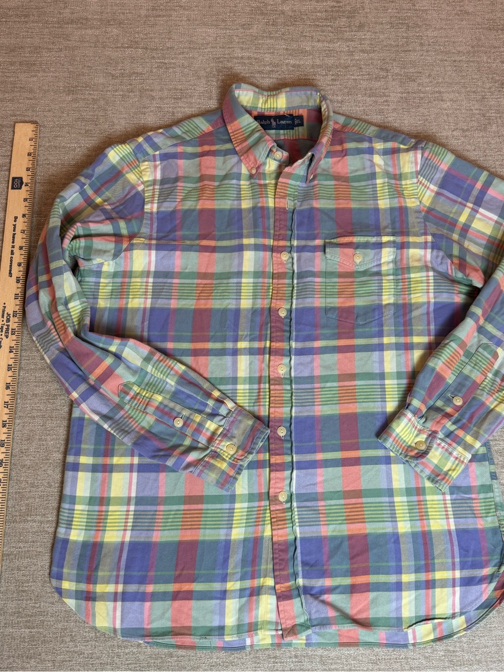 Ralph Lauren 90'sPastel Plaid Button-Down Shirt in Blue, Green, Pink, Yellow - Picture 2 of 11